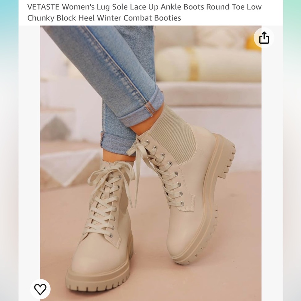 Vetaste Women’s Tan/Khaki Combat Boots 9.5